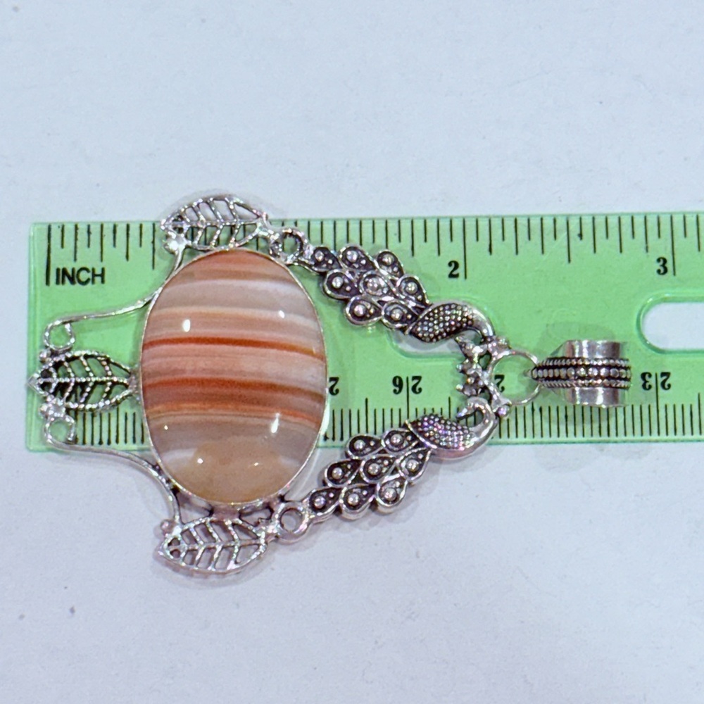 🆕 Natural Botswana Agate Gemstone Big Pendant In Sterling Silver 🆕 - Picture 4 of 11